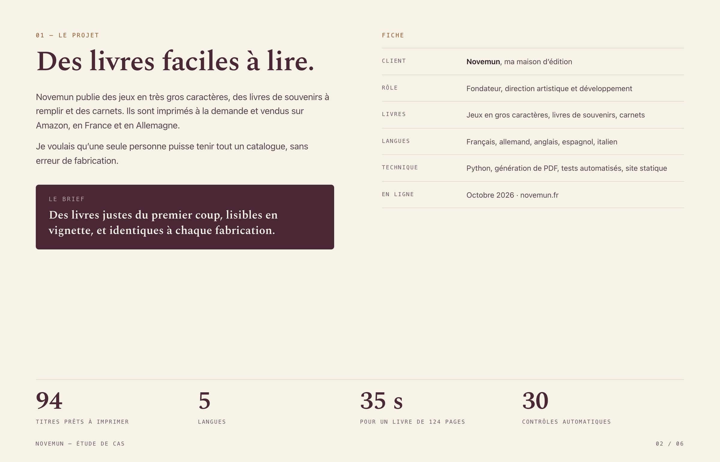 Le projet : des livres faciles à lire, en très gros caractères