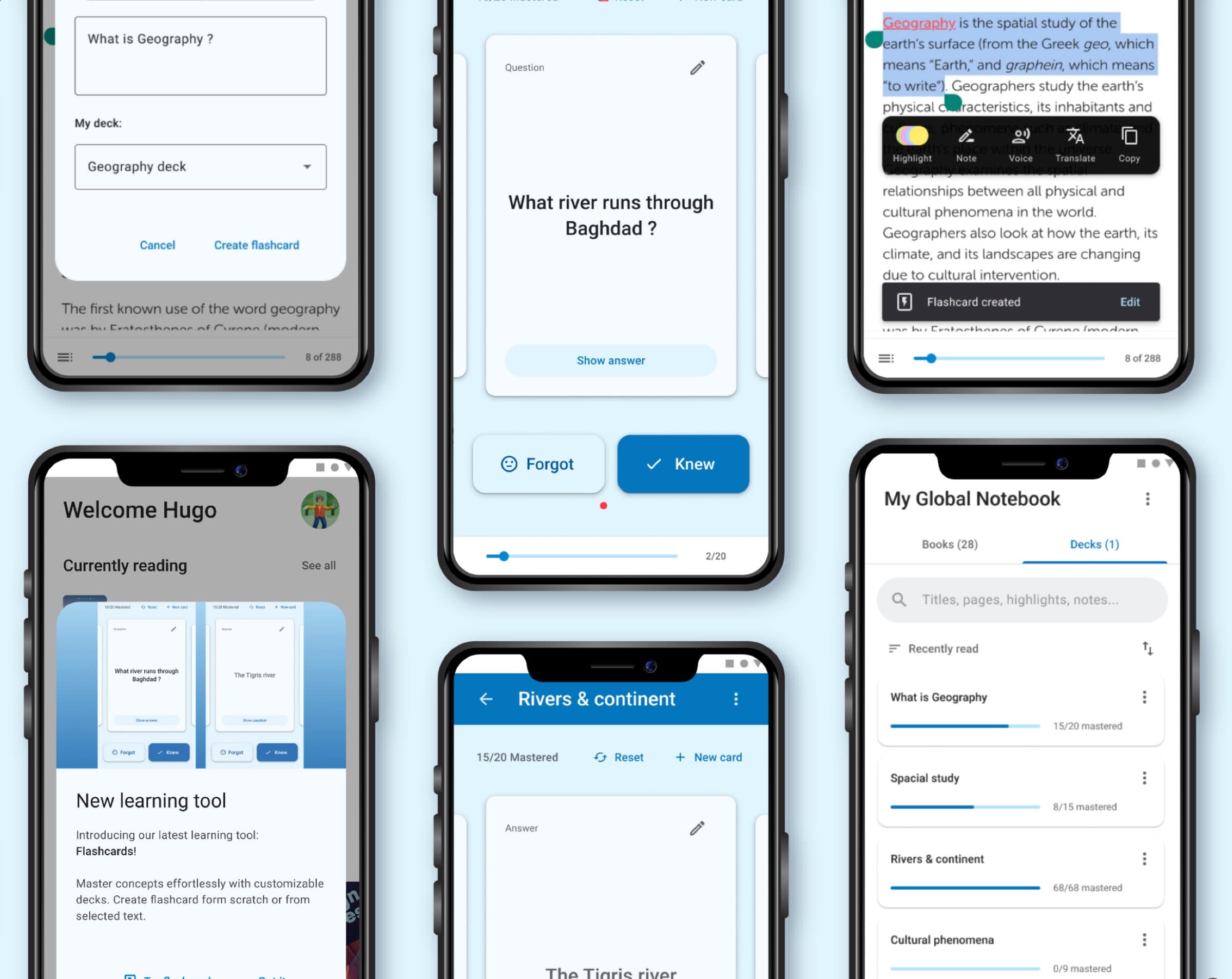 Création de flashcards depuis le texte et révision des decks
